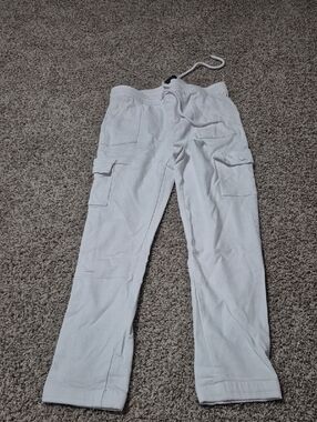 Men's White Cargo Jogger Pants - Comfortable Everyday Wear